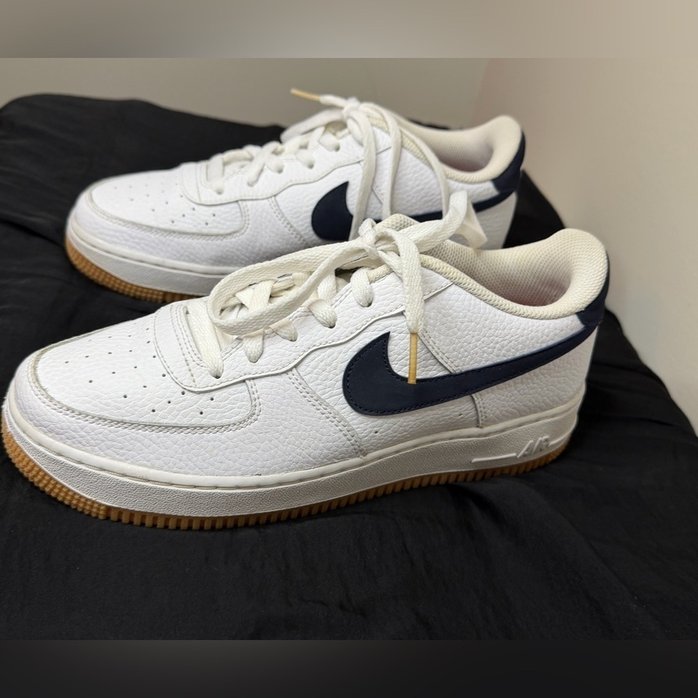 Nike Air Force 1 Low Gs “White Obsdian” Basketball Sneaker size 7Y - Picture 5 of 12